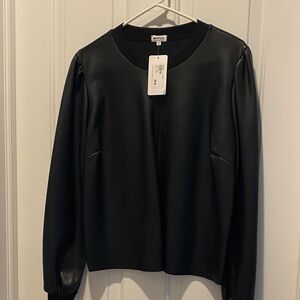 LA Made Black Faux Leather Top